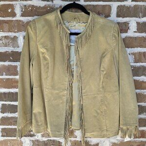 VTG Pamela McCoy Jacket Leather Suede Fringe Western Tan‎ Women Size S NWT